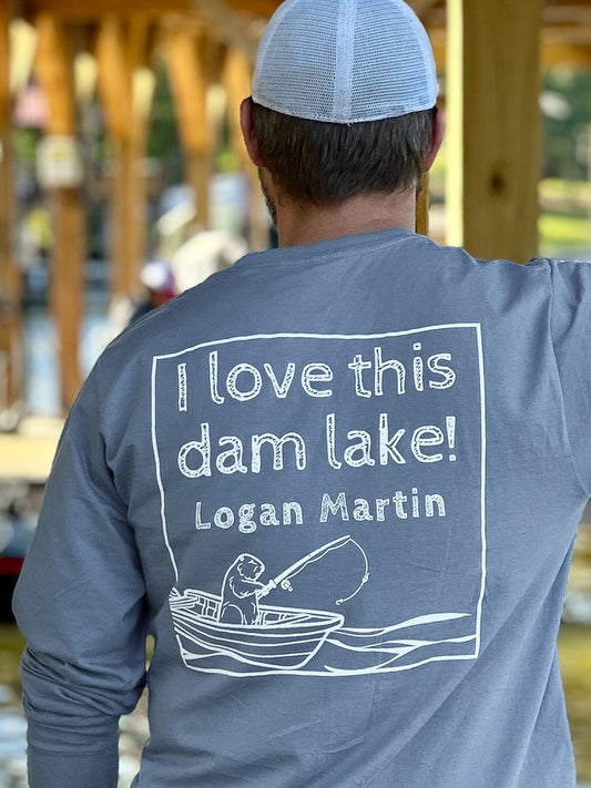 Love this dam lake | Logan Martin | Long Sleeve -Slate