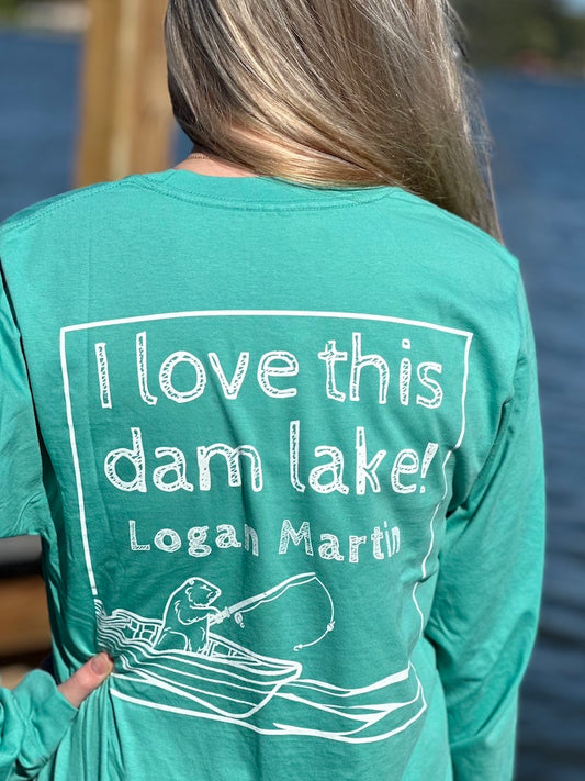 Love this dam lake | Logan Martin | Long Sleeve -Seafoam